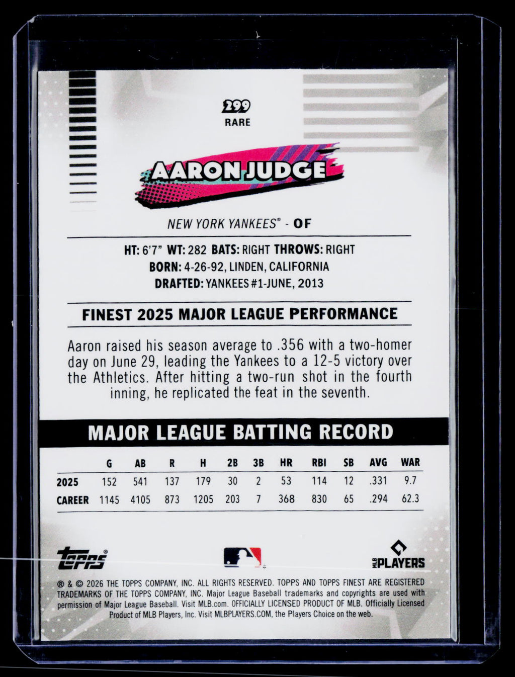2026 Finest #299 Aaron Judge