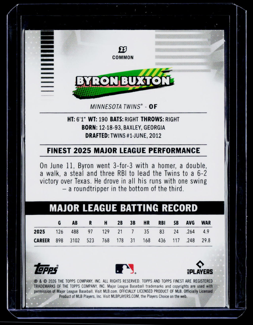 2026 Finest #25 Byron Buxton Pink Mini-Diamond Refractors #/250