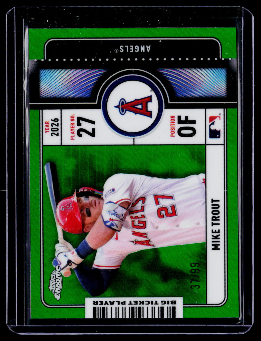 2026 Topps Chrome #BTP-1 Mike Trout Big Ticket Players Green Refractors #/99