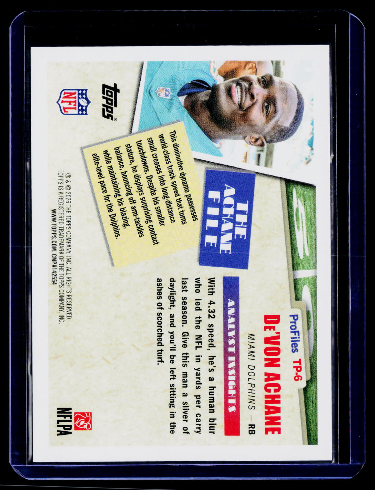 2026 Topps Flagship #TP-6 De'Von Achane Topps Profiles Pink