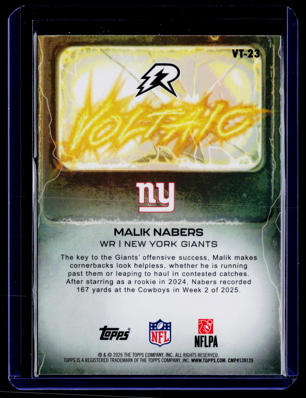 2025 Topps Resurgence #VT-23 Malik Nabers Voltaic Blue Surge Refractor #/99