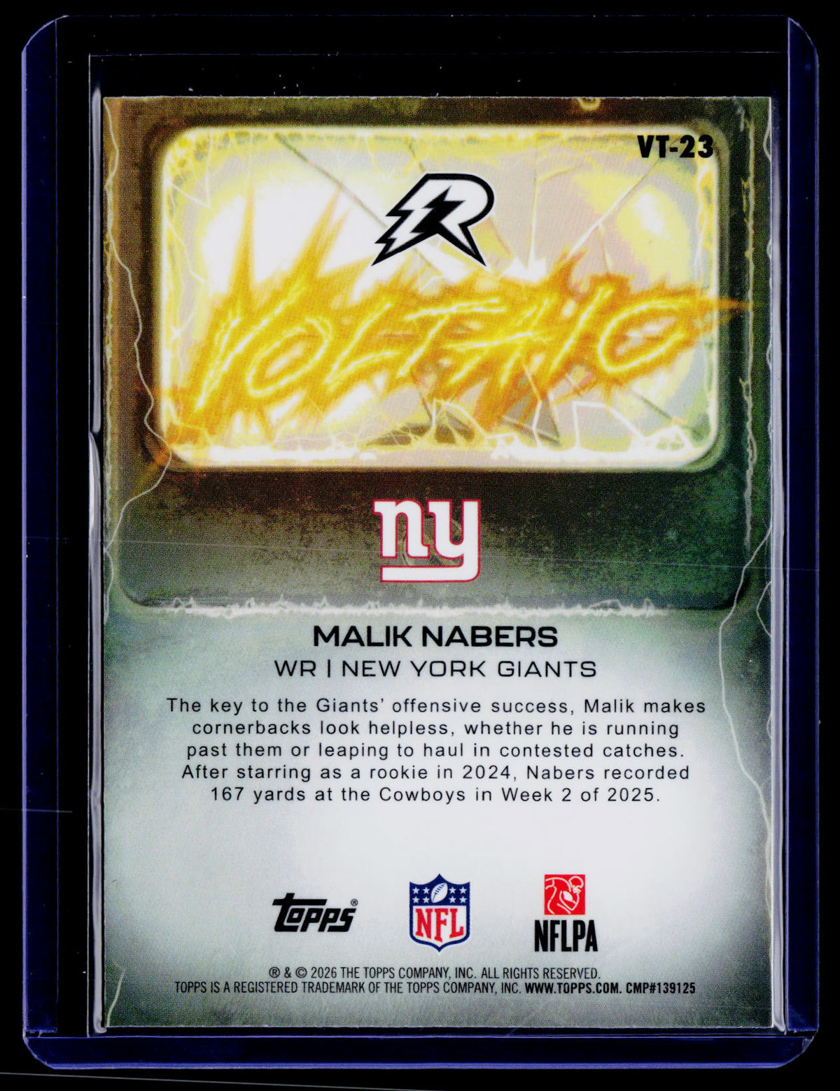 2025 Topps Resurgence #VT-23 Malik Nabers Voltaic Blue Surge Refractor #/99