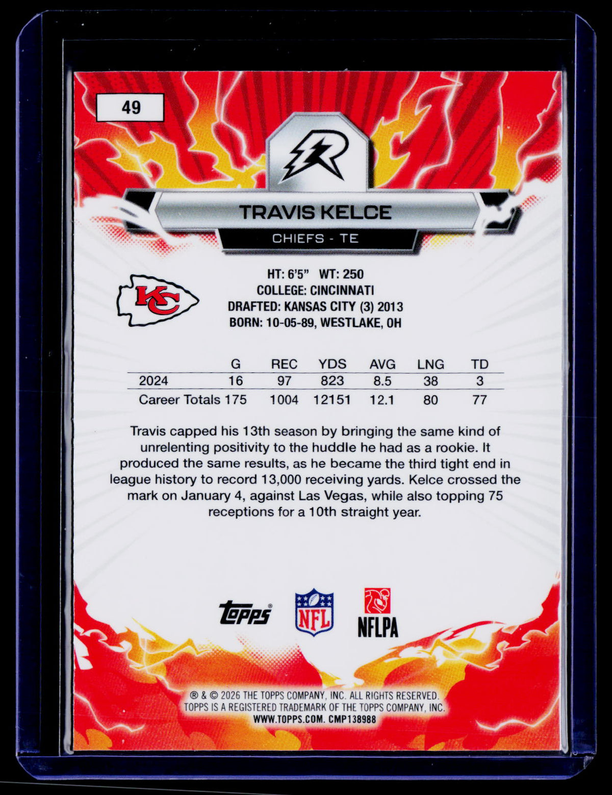 2025 Topps Resurgence #49 Travis Kelce Aqua Surge Refractor #/250