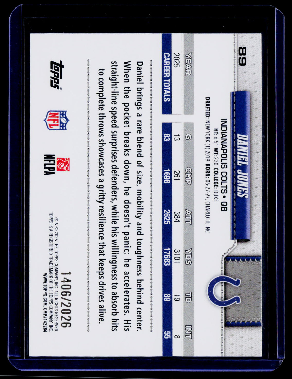 2026 Topps Flagship #89 Daniel Jones Gold #/2026