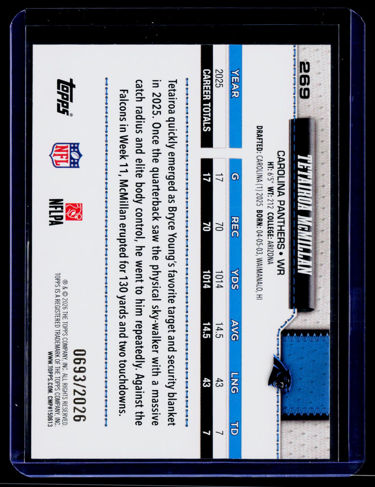 2026 Topps Flagship #269 Tetairoa McMillan Gold #/2026