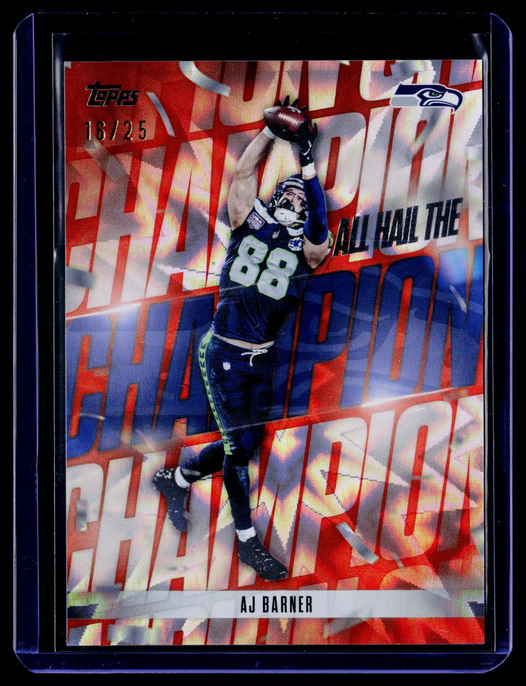 2026 Topps Flagship #AHC-20 AJ Barner All Hail the Champ Orange #/25