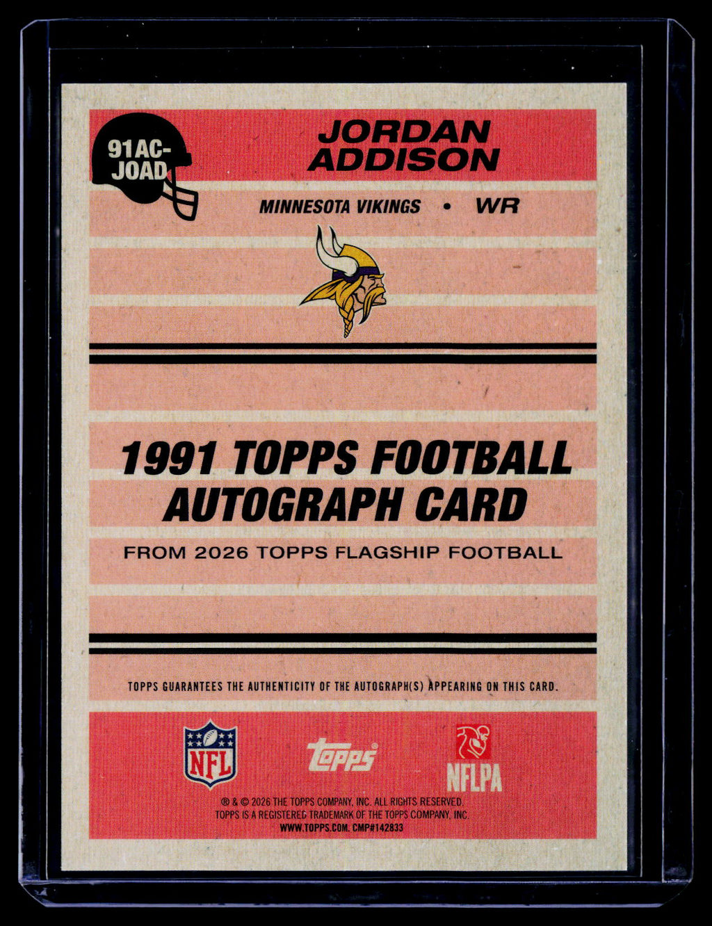 2026 Topps Flagship Jordan Addison 1991 Topps Football Autographs Blue #/150