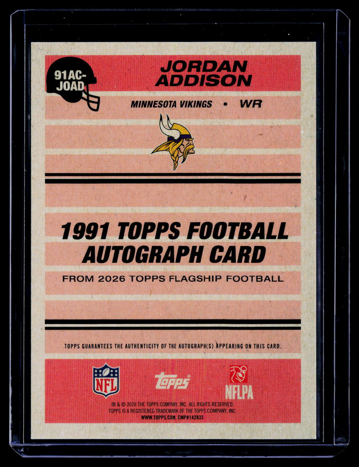 2026 Topps Flagship Jordan Addison 1991 Topps Football Autographs Blue #/150