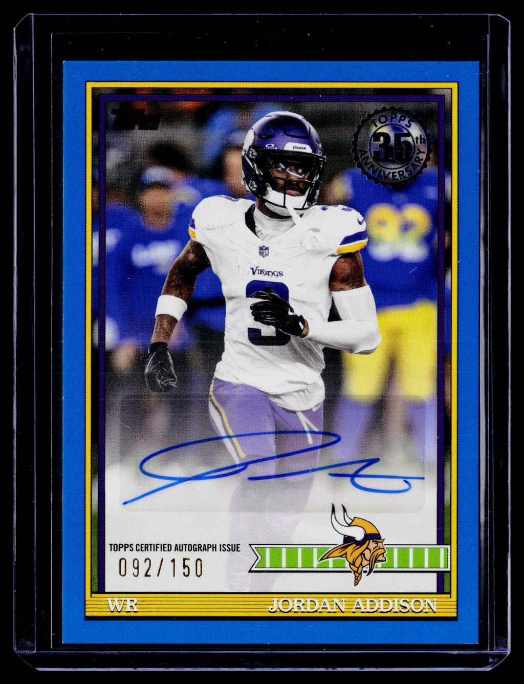 2026 Topps Flagship Jordan Addison 1991 Topps Football Autographs Blue #/150