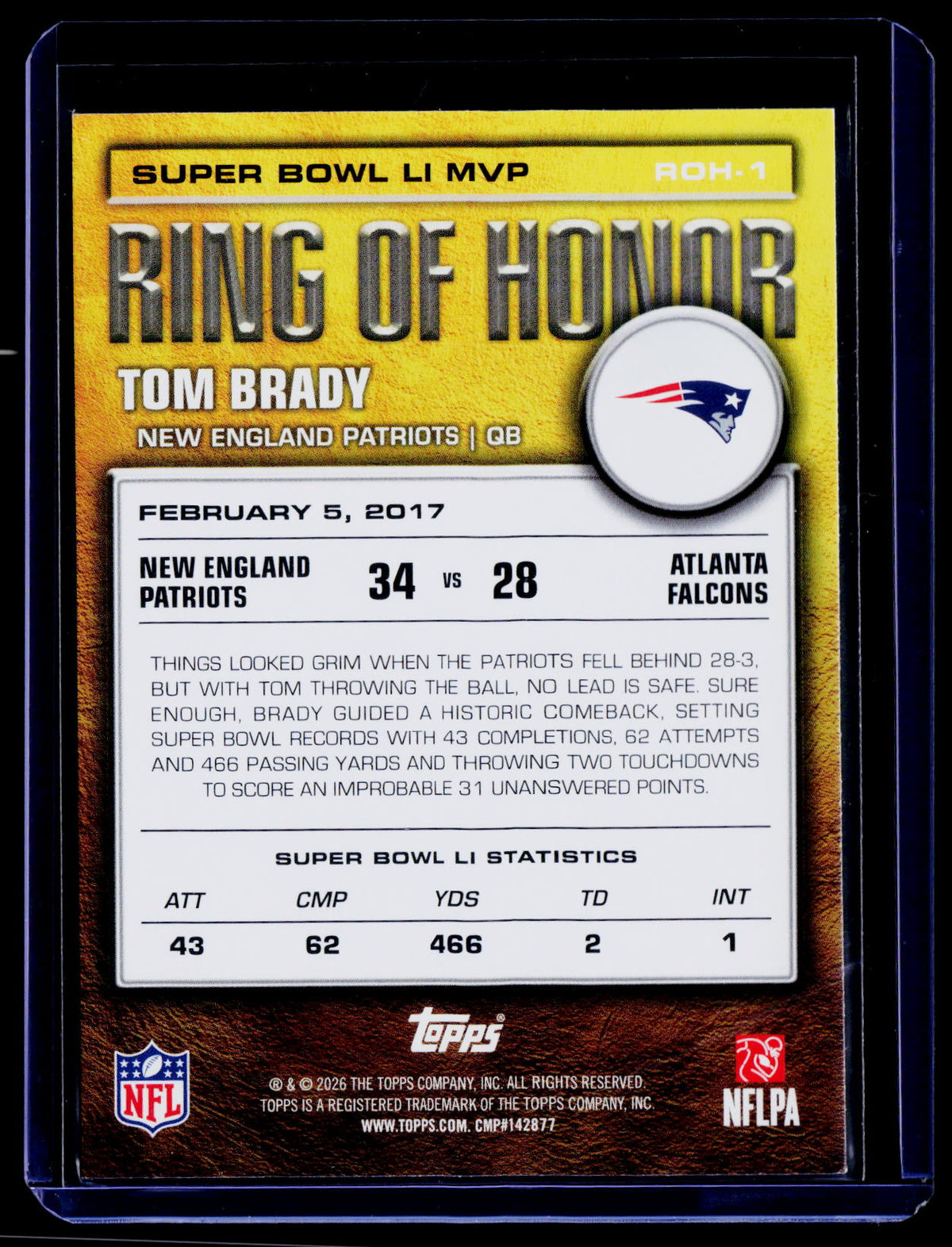 2026 Topps Flagship #ROH-1 Tom Brady Ring of Honor