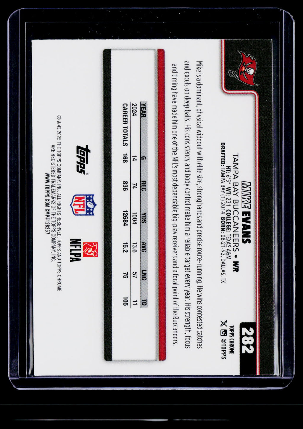 2025 Topps Chrome #282 Mike Evans Green Refractor #/99