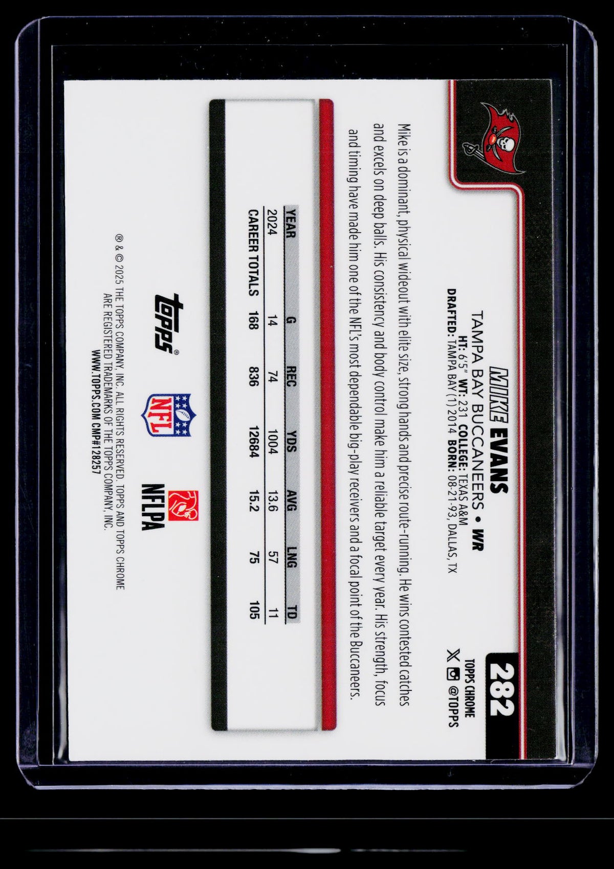 2025 Topps Chrome #282 Mike Evans Green Refractor #/99