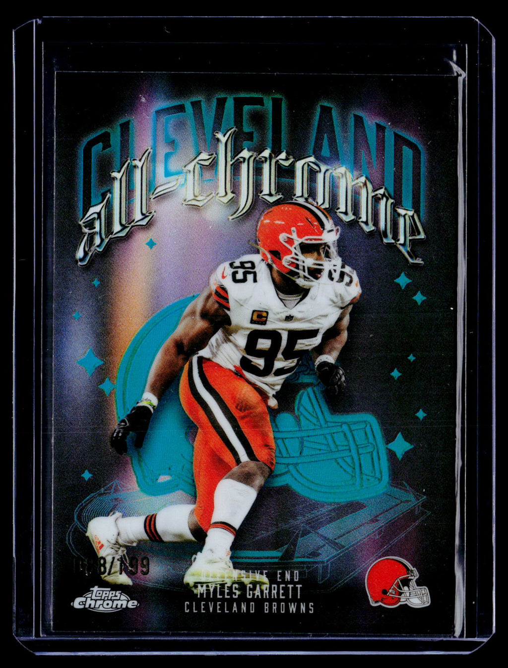 2025 Topps Chrome #ACT-15 Myles Garrett All-Chrome Team Aqua Refractor #/199