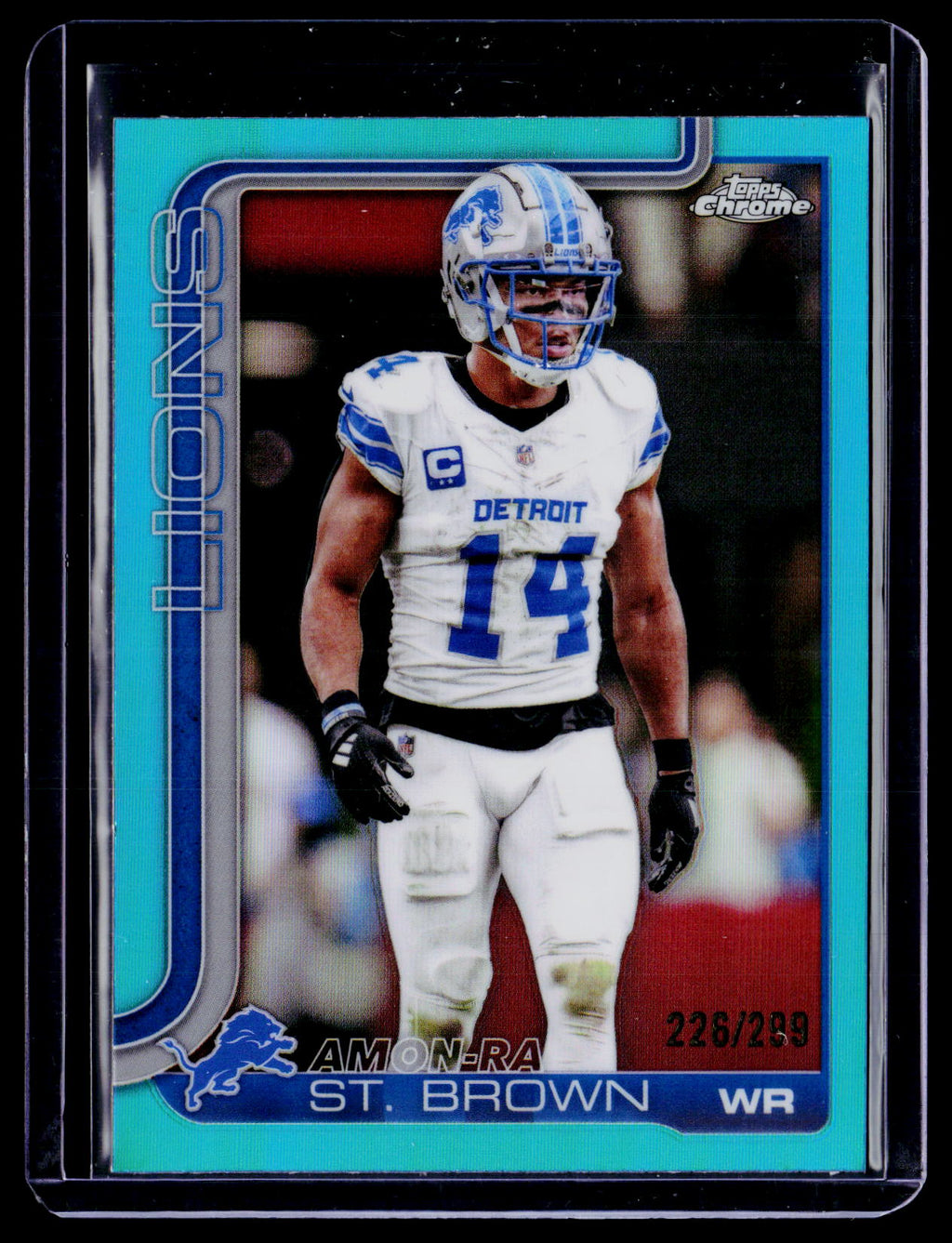 2025 Topps Chrome #98 Amon-Ra St. Brown Teal Refractor #/299