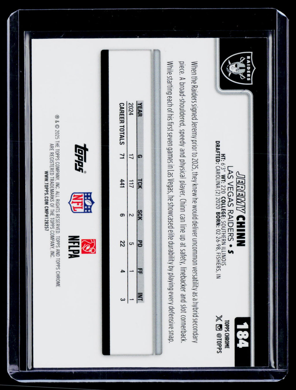 2025 Topps Chrome Sapphire Edition #184 Jeremy Chinn Gold Sapphire #/50