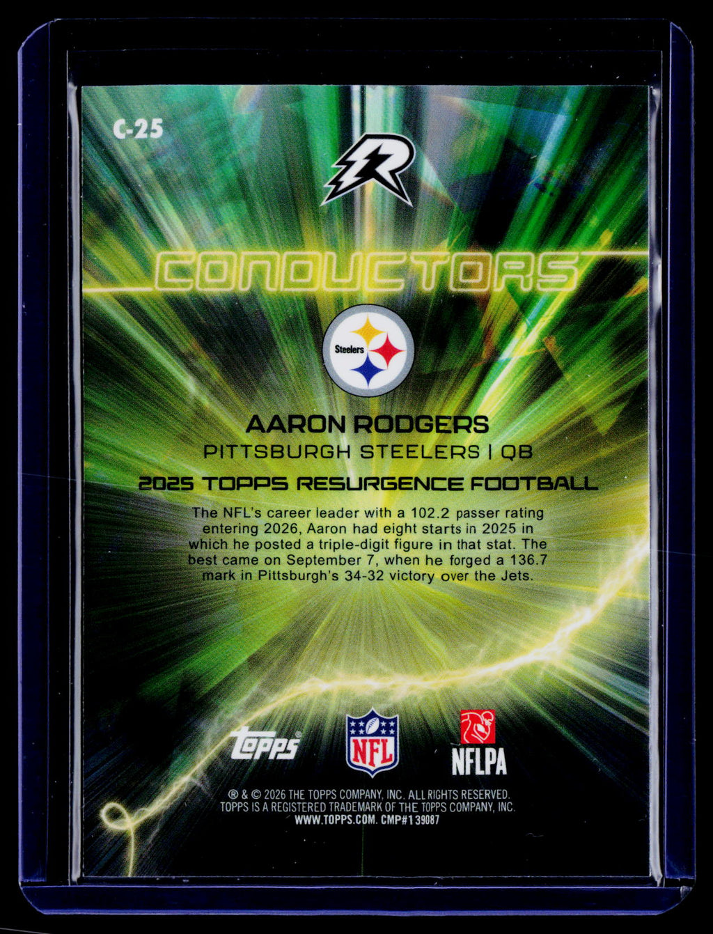2025 Topps Resurgence Aaron Rodgers Conductors Bronze Surge Refractor #/350
