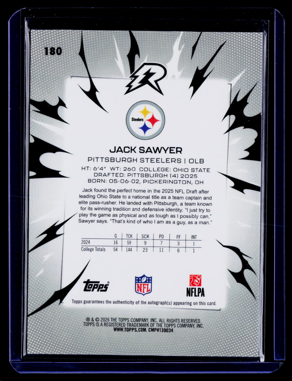 2025 Topps Resurgence #180 Jack Sawyer Signatures