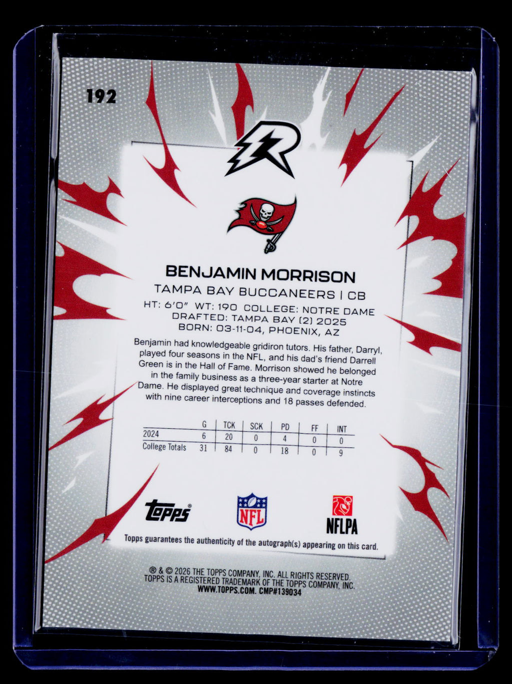 2025 Topps Resurgence #192 Benjamin Morrison Signatures