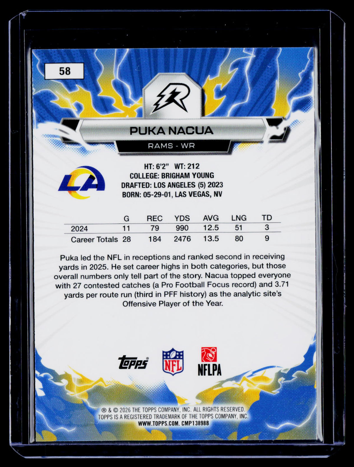 2025 Topps Resurgence #58 Puka Nacua Aqua Surge Refractor #/250