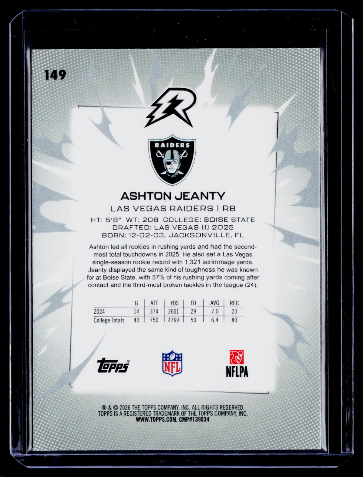 2025 Topps Resurgence #149 Ashton Jeanty Bronze Surge Refractor #/375