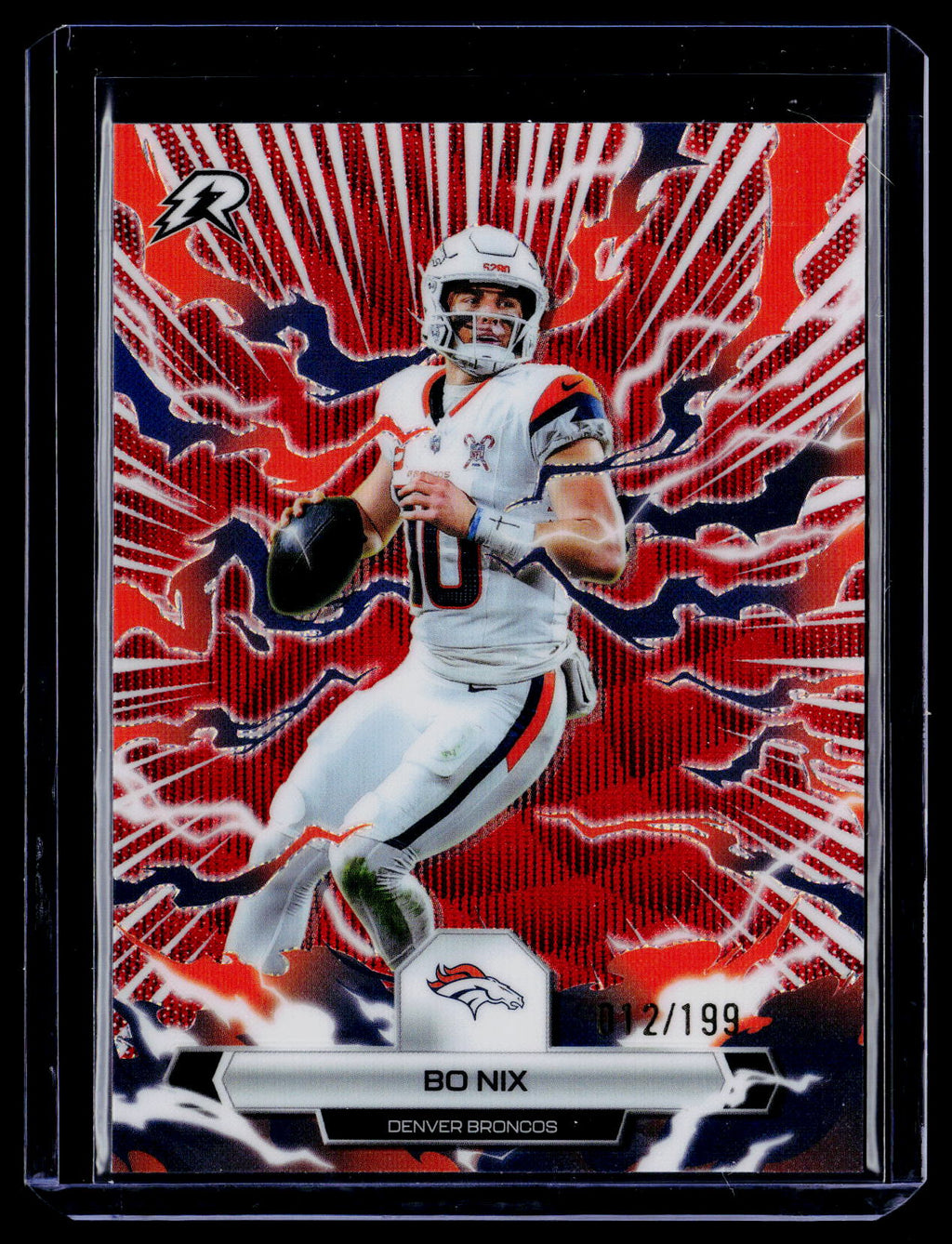 2025 Topps Resurgence #28 Bo Nix Crimson Surge Refractor #/199