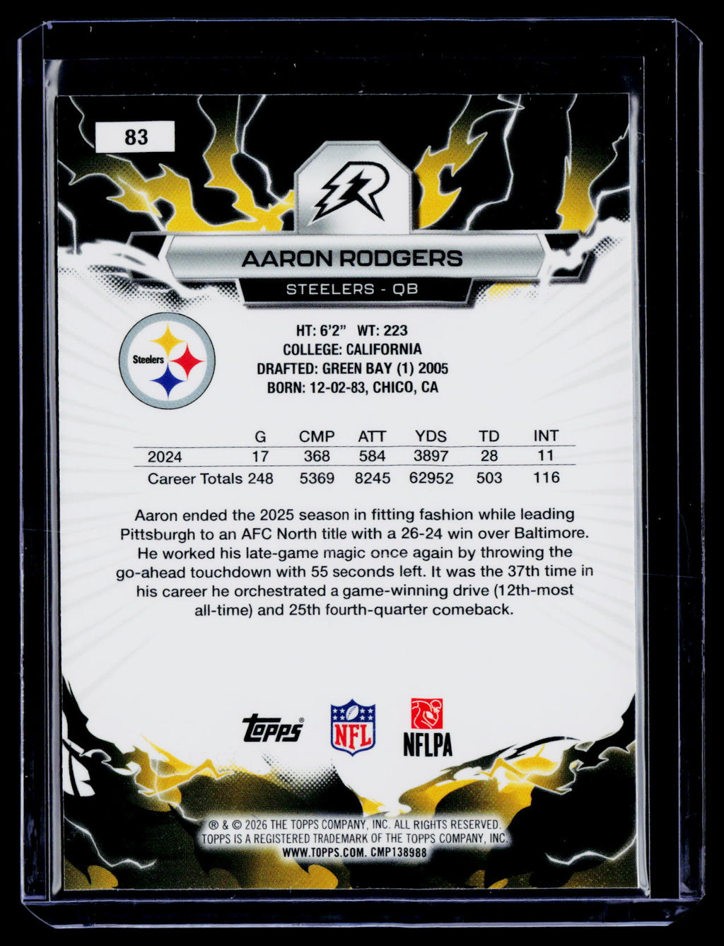 2025 Topps Resurgence #83 Aaron Rodgers Black & White Surge Refractor #/399