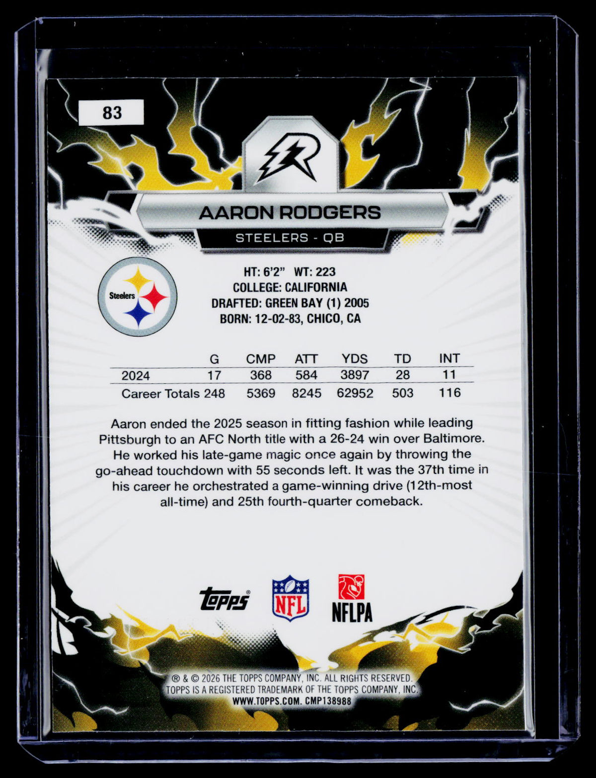 2025 Topps Resurgence #83 Aaron Rodgers Black & White Surge Refractor #/399