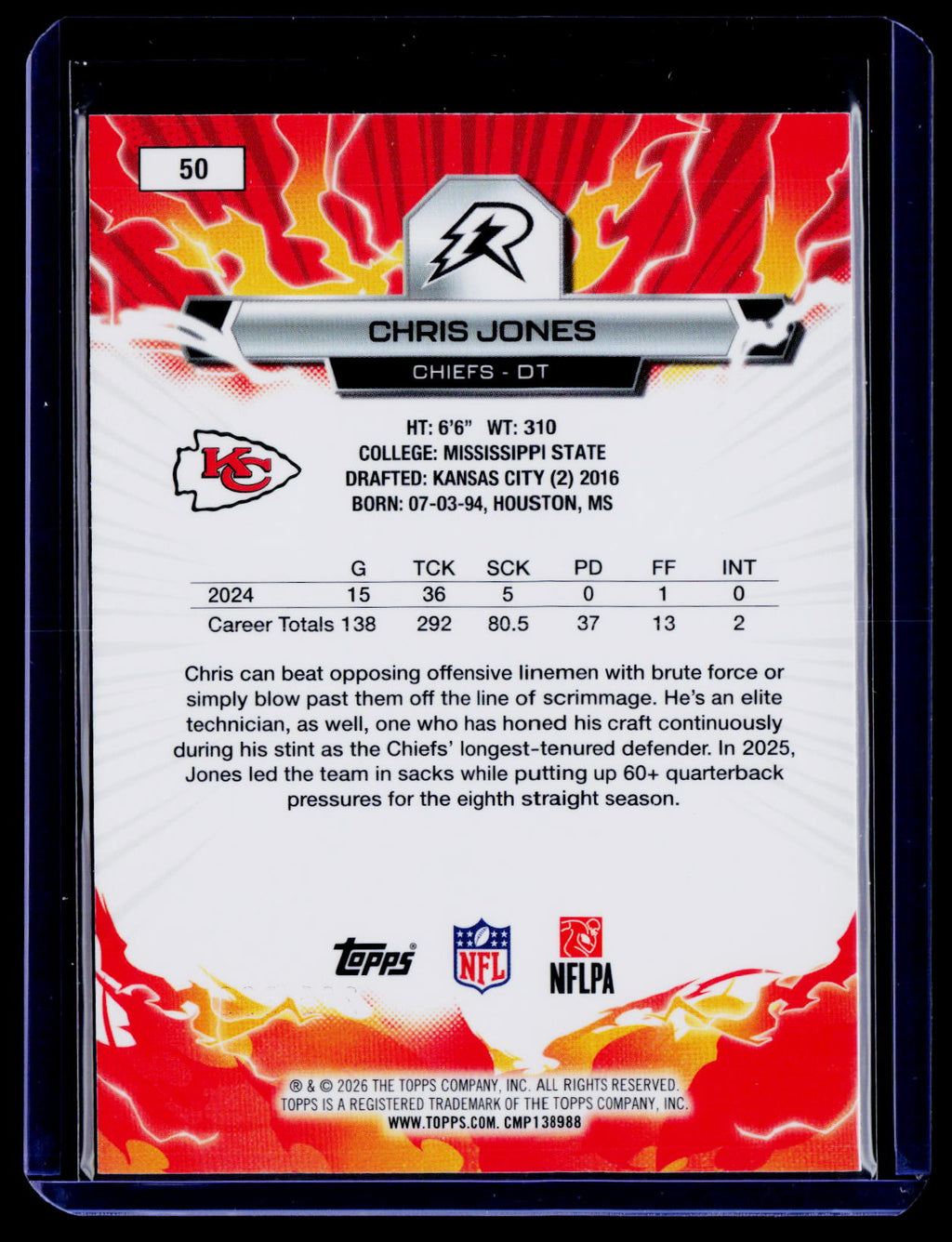 2025 Topps Resurgence #50 Chris Jones Black & White Surge Refractor #/399
