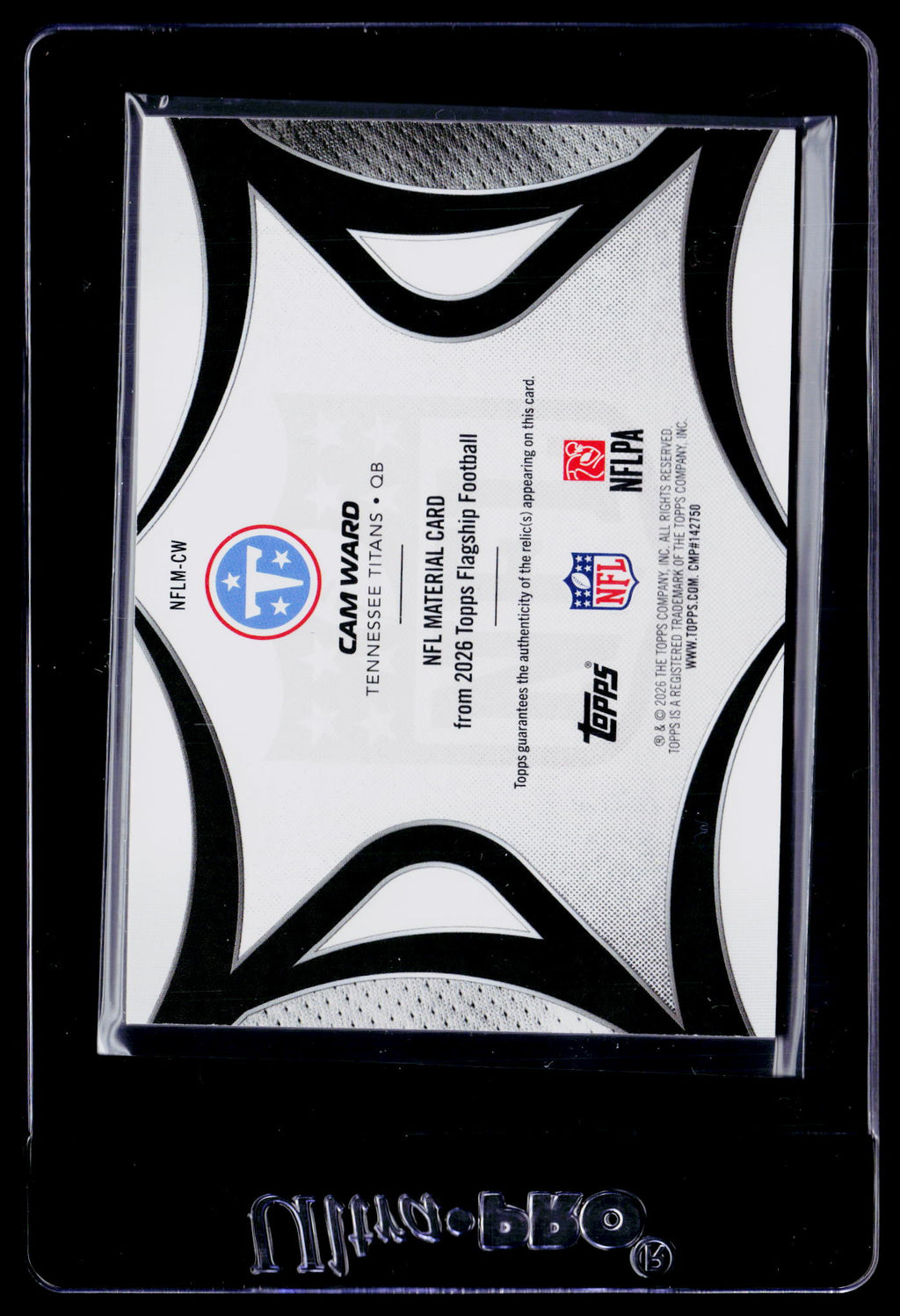 2026 Topps Flagship #NFLM-CW Cam Ward NFL Materials Green #/99