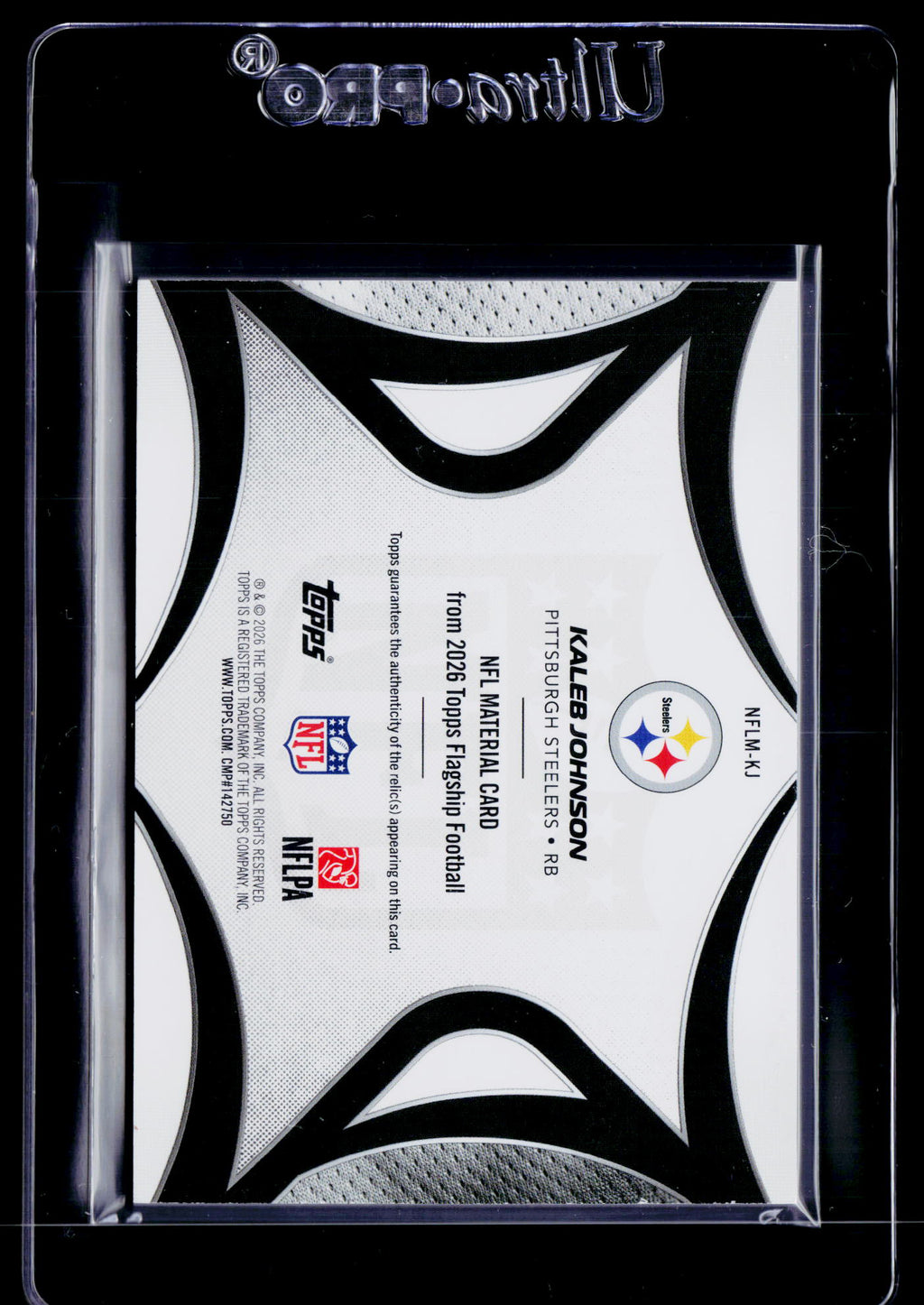2026 Topps Flagship #NFLM-KJ Kaleb Johnson NFL Materials Black #/10