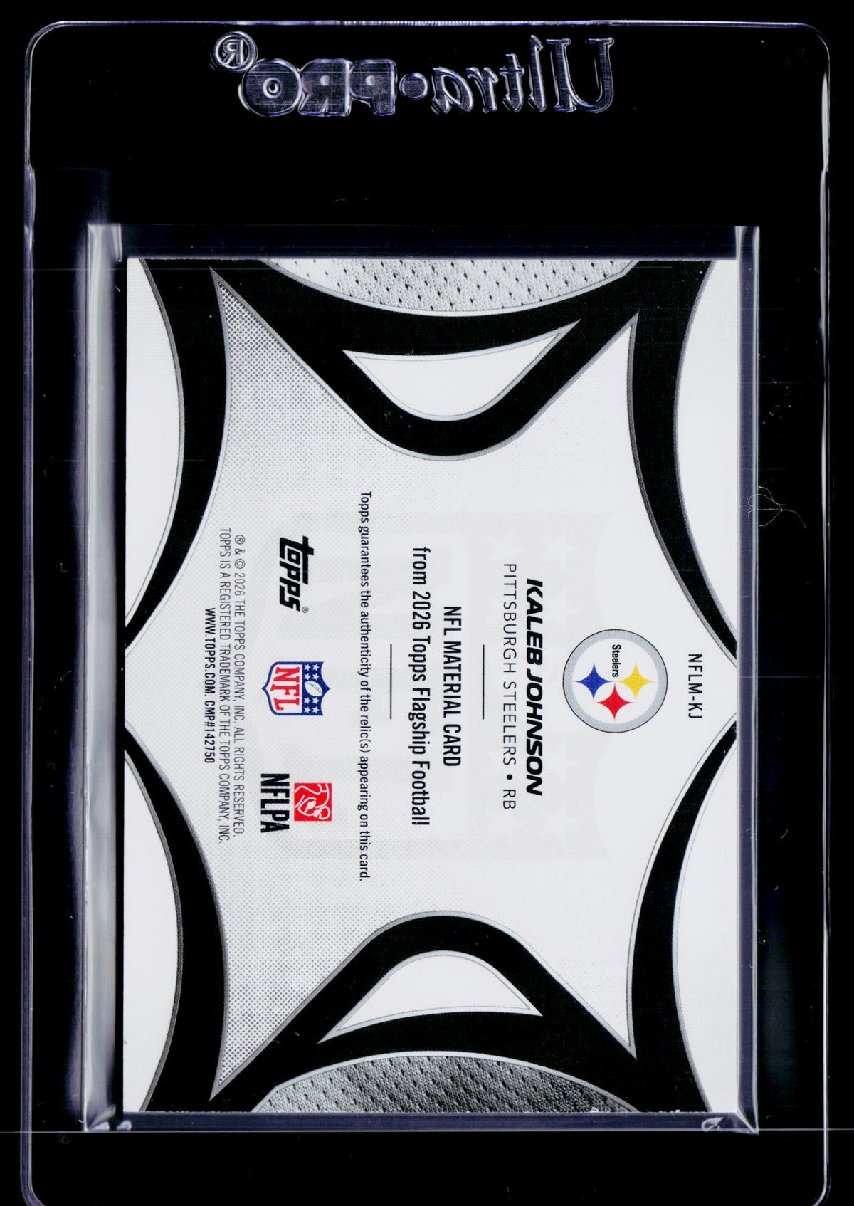 2026 Topps Flagship #NFLM-KJ Kaleb Johnson NFL Materials Black #/10