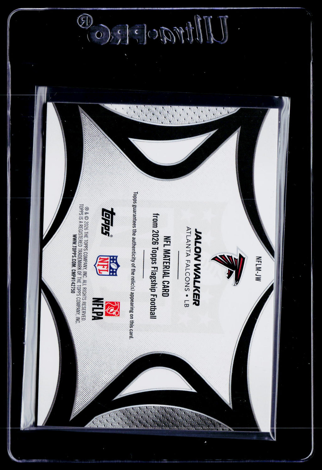 2026 Topps Flagship #NFLM-JW Jalon Walker NFL Materials
