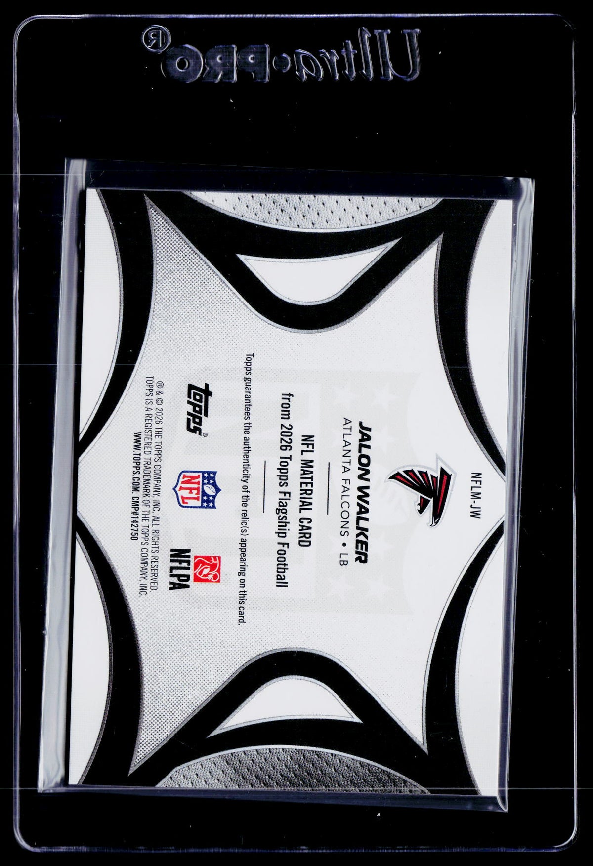 2026 Topps Flagship #NFLM-JW Jalon Walker NFL Materials