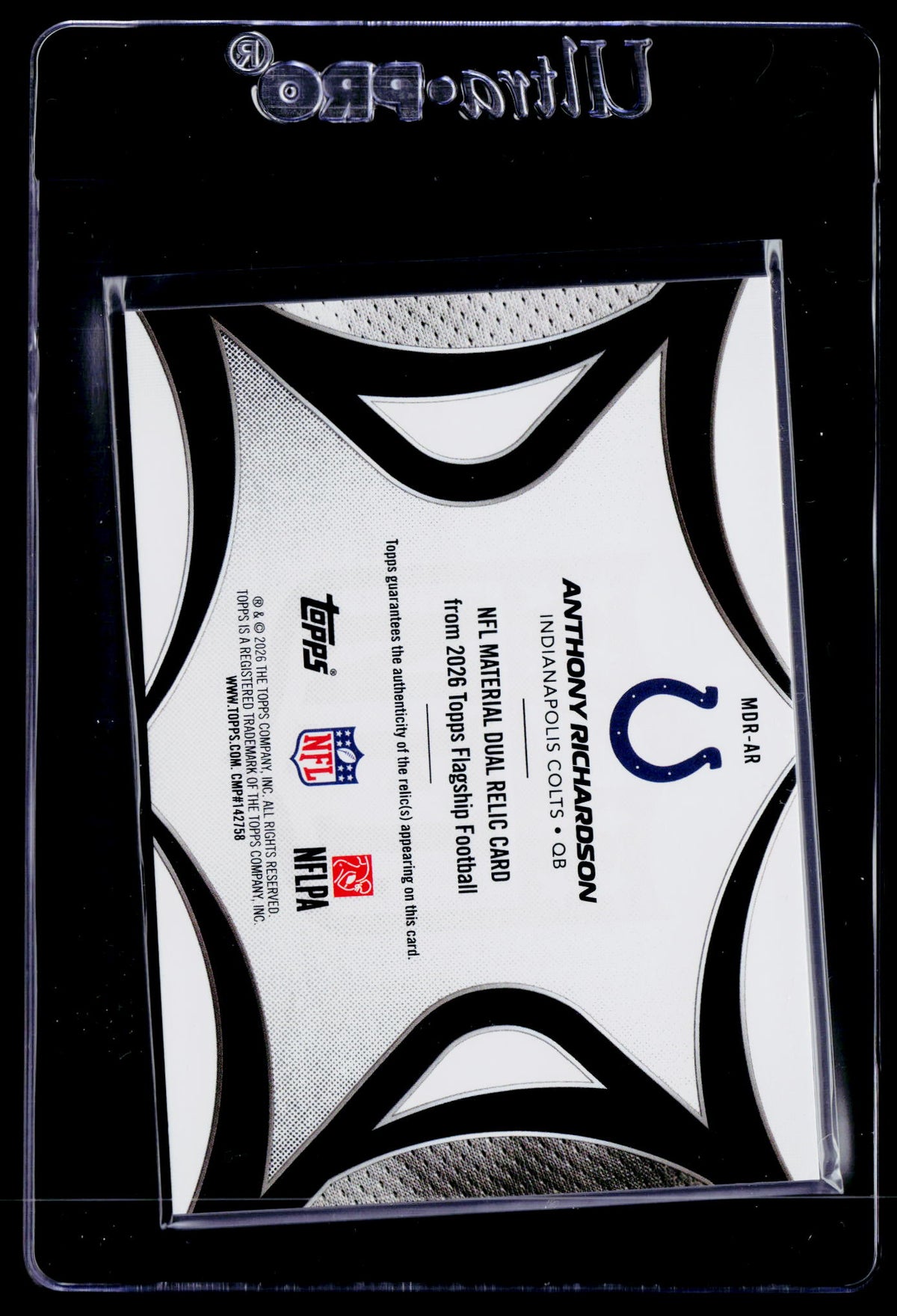 2026 Topps Flagship #MDR-AR Anthony Richardson NFL Materials Dual Relic