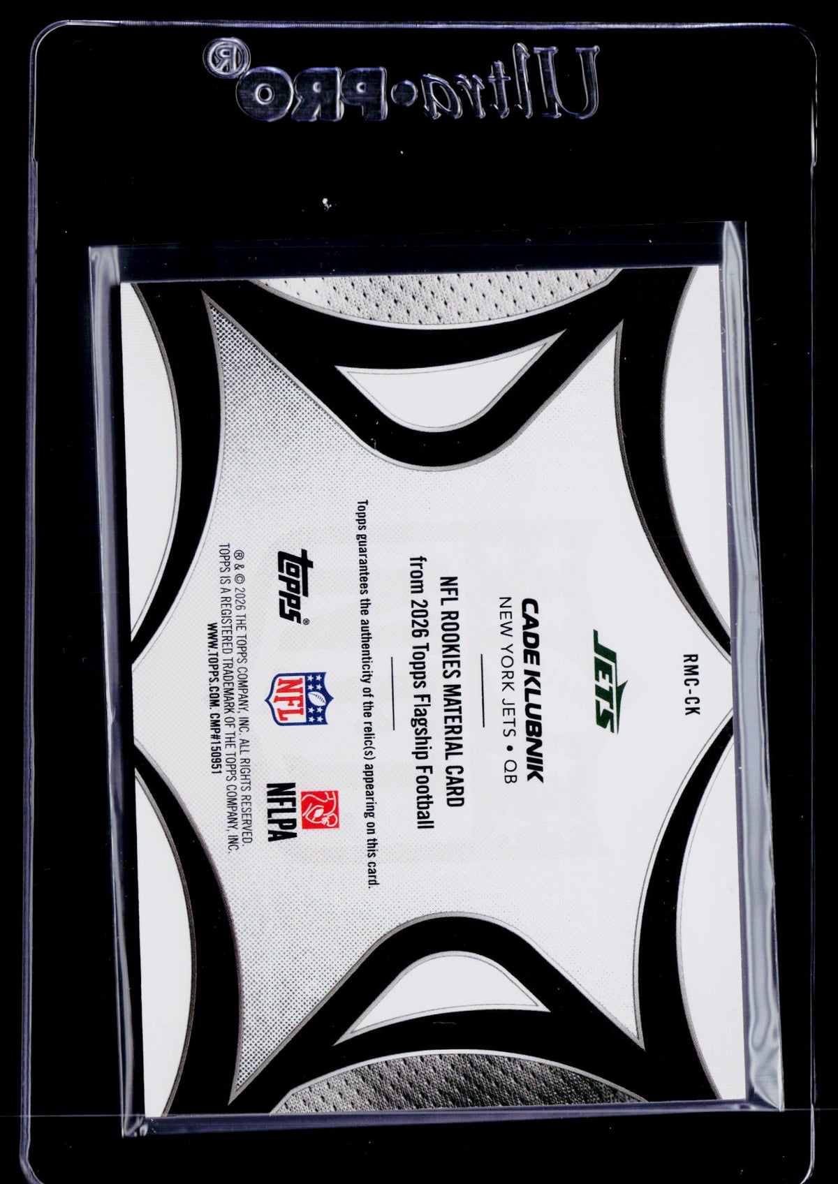 2026 Topps Flagship #RMC-CK Cade Klubnik NFL Rookie Materials