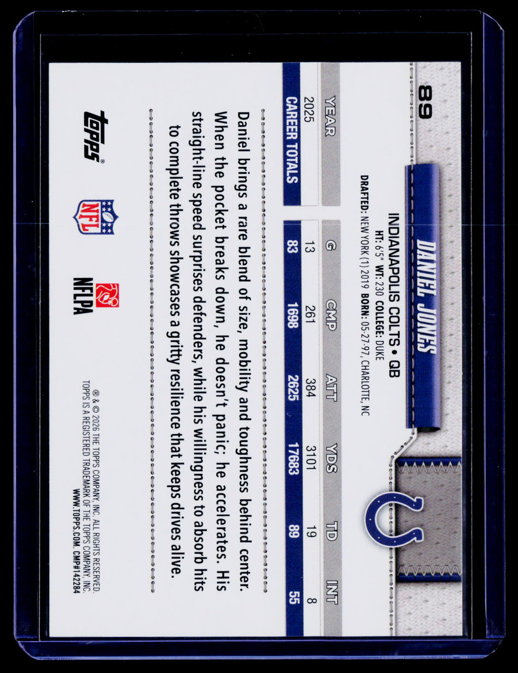 2026 Topps Flagship #89 Daniel Jones Football Leather Foil