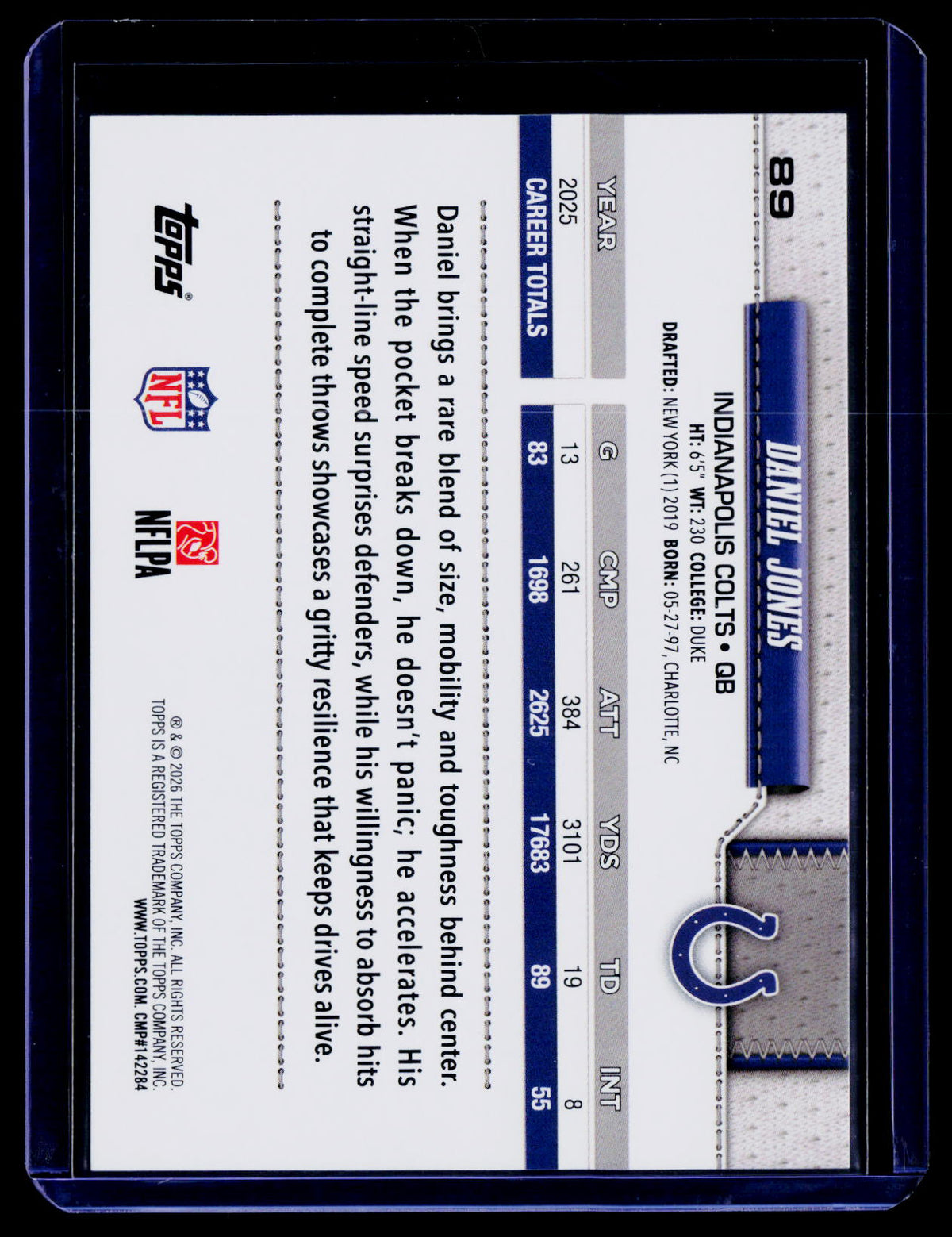 2026 Topps Flagship #89 Daniel Jones Football Leather Foil