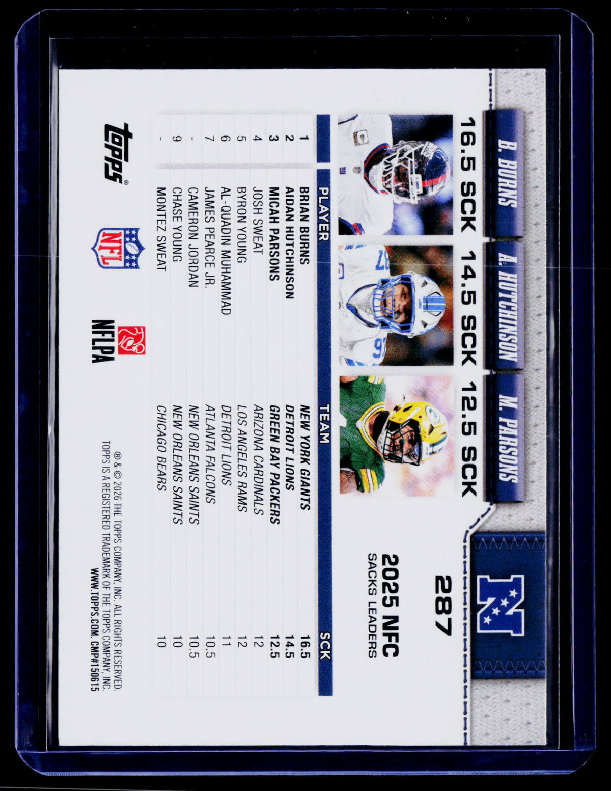 2026 Topps Flagship #287 NFC Sack Leaders Football Leather Foil