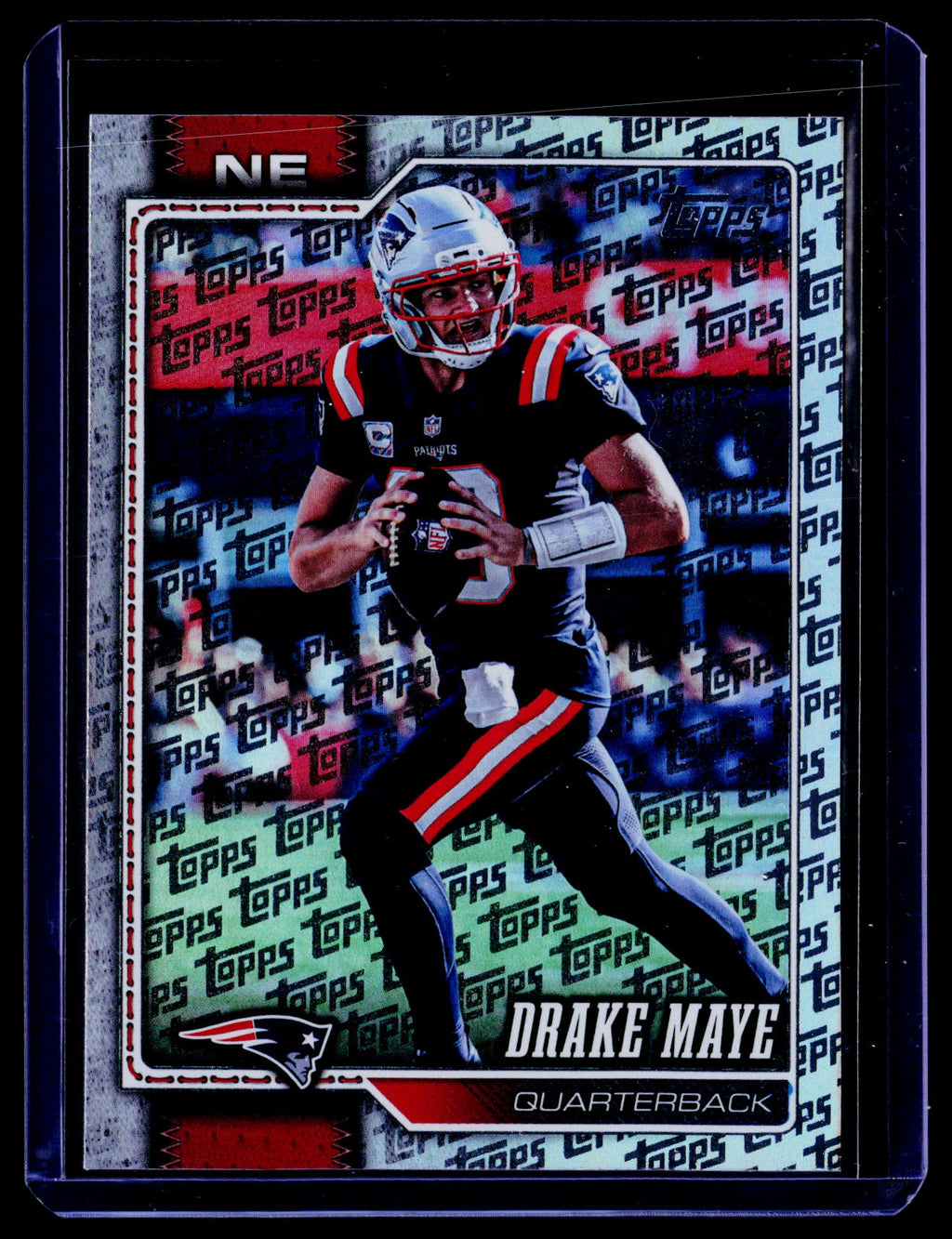 2026 Topps Flagship #136 Drake Maye Topps Logo Foilboard