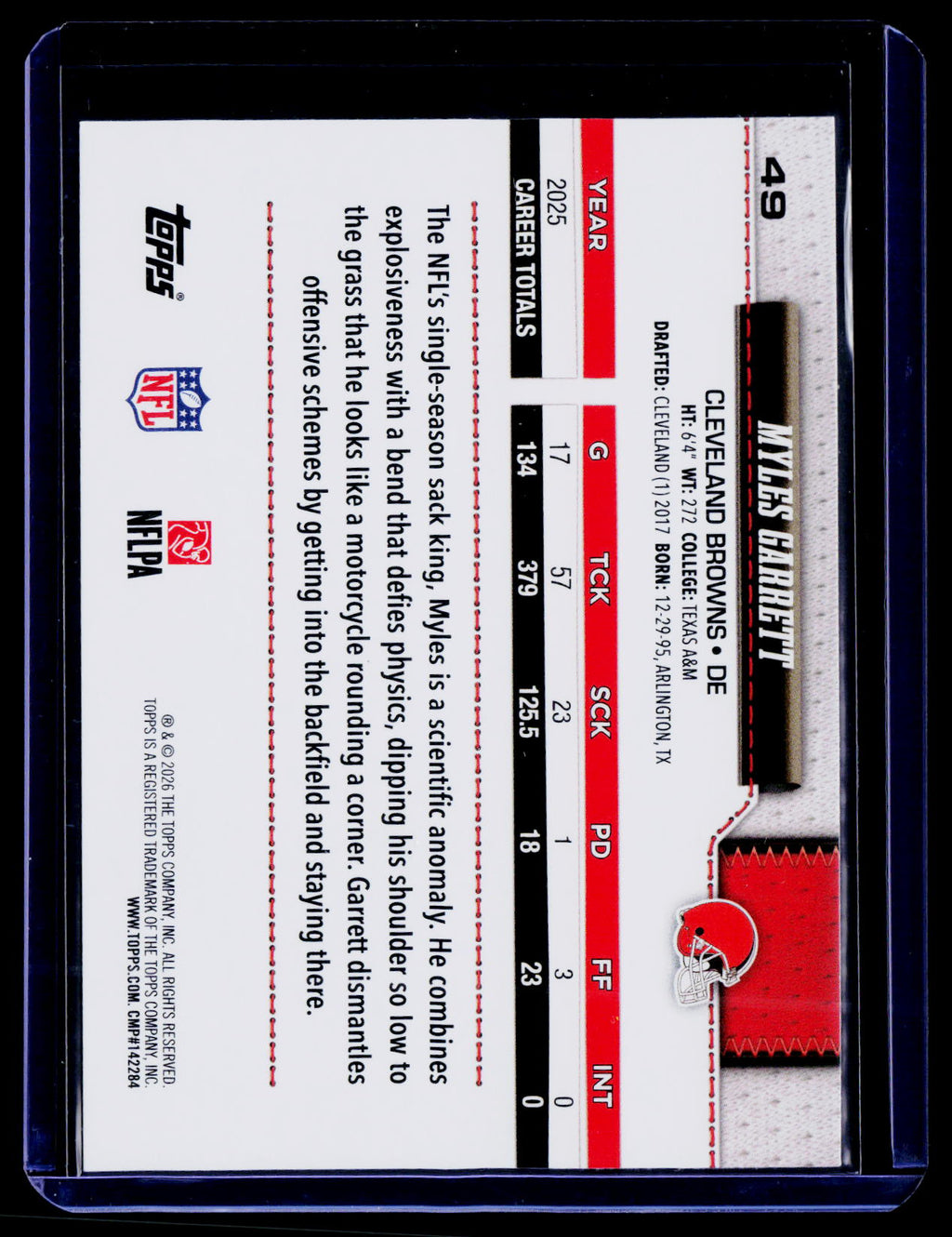 2026 Topps Flagship #49 Myles Garrett Topps Logo Foilboard