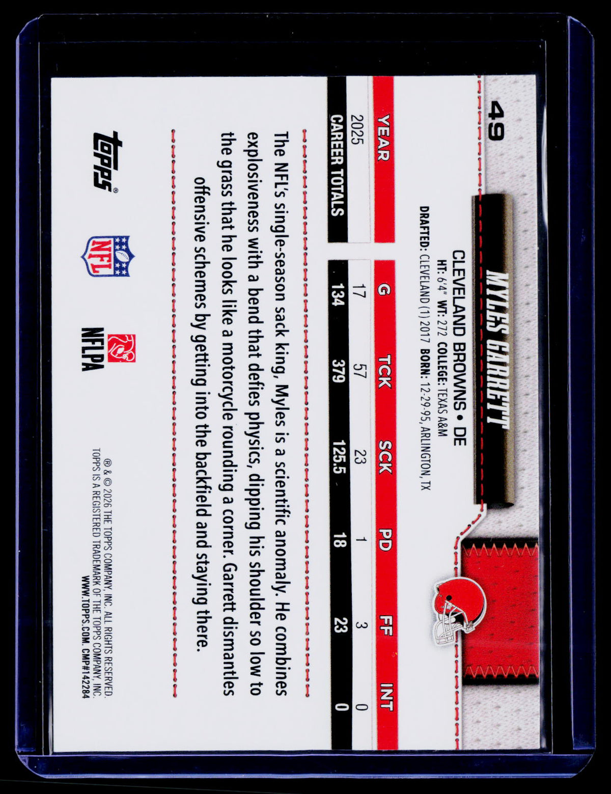 2026 Topps Flagship #49 Myles Garrett Topps Logo Foilboard