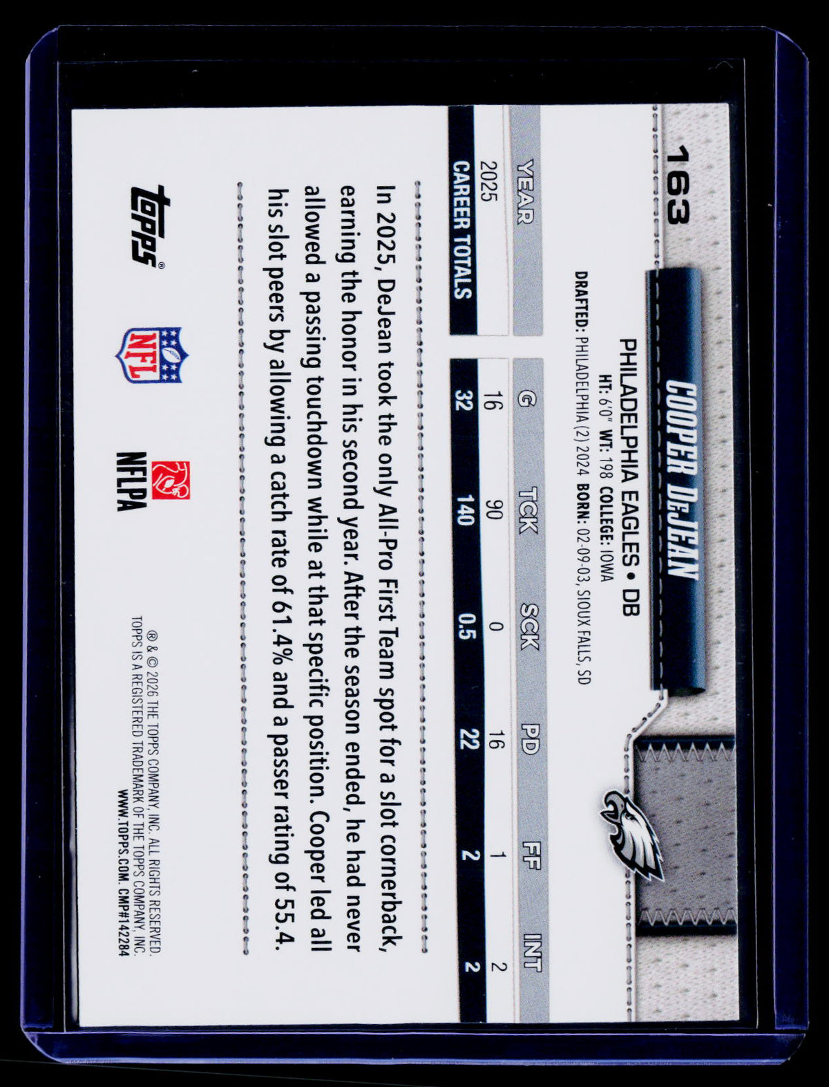 2026 Topps Flagship #163 Cooper DeJean Topps Logo Foilboard