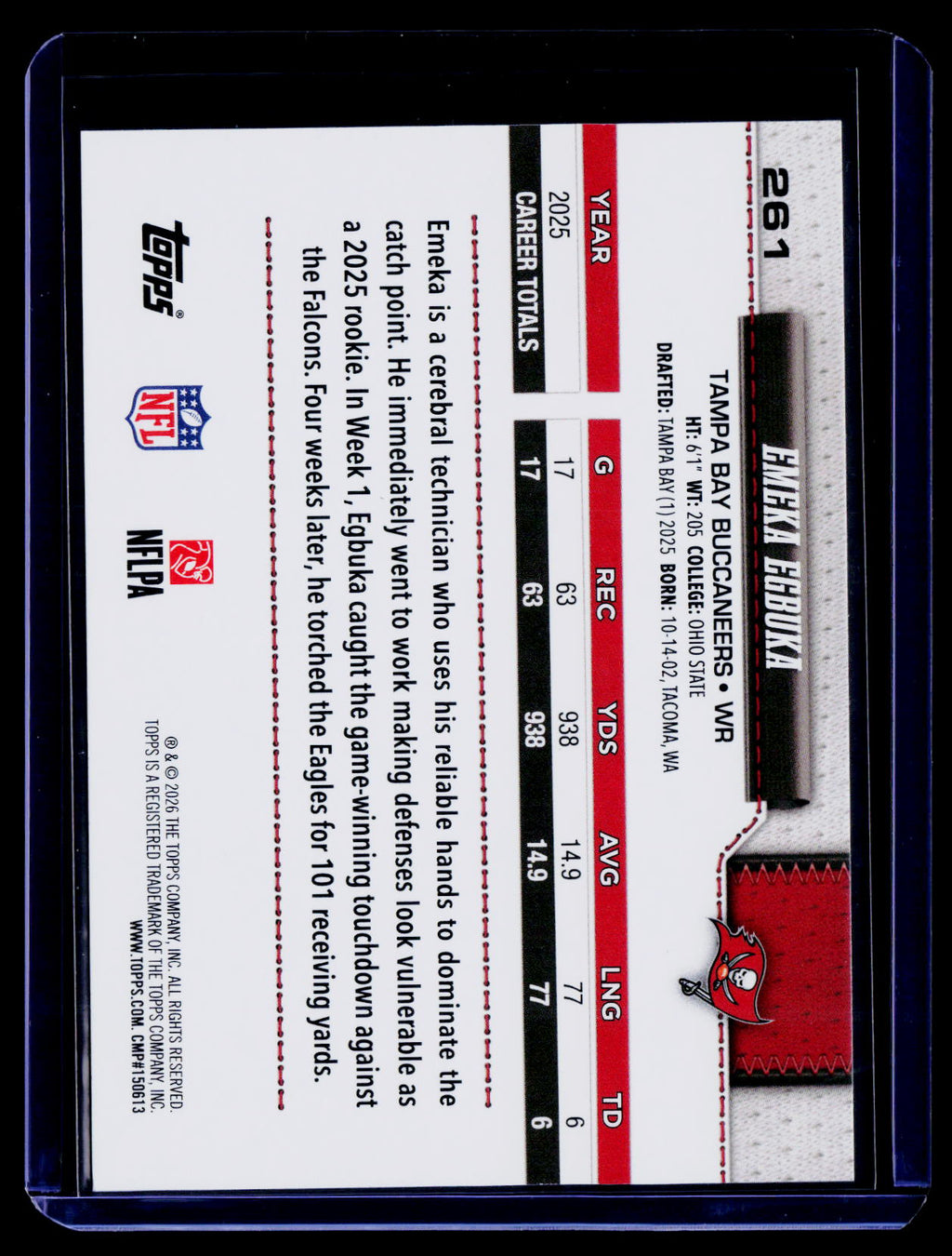 2026 Topps Flagship #261 Emeka Egbuka Topps Logo Foilboard