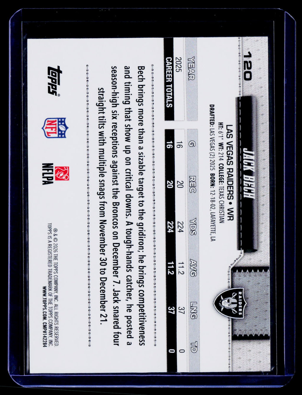 2026 Topps Flagship #120 Jack Bech Topps Logo Foilboard