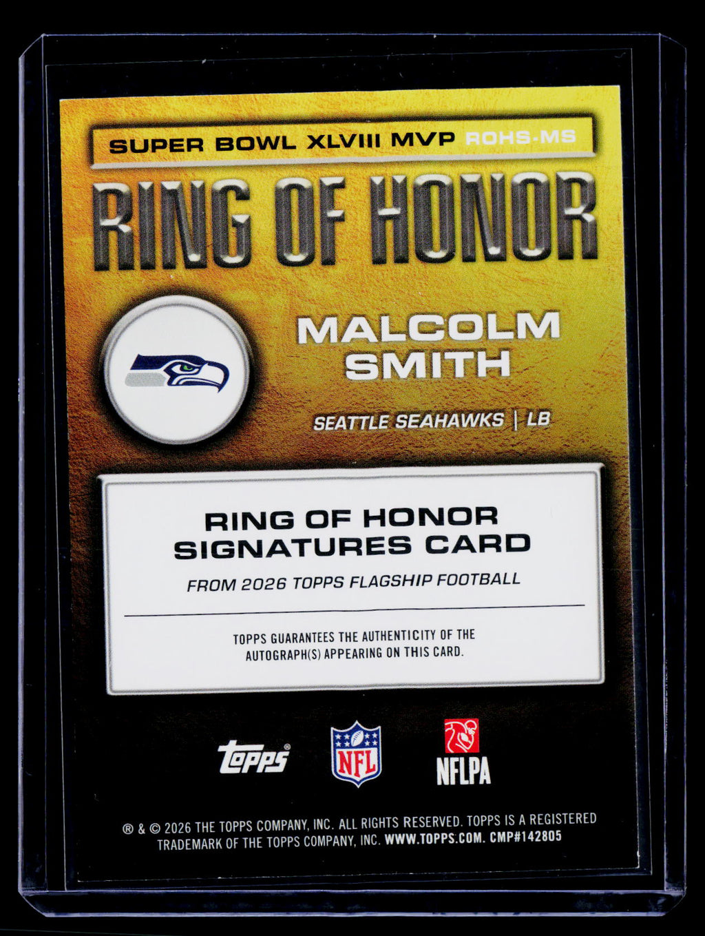 2026 Topps Flagship #ROHS-MS Malcolm Smith Ring of Honor Signatures