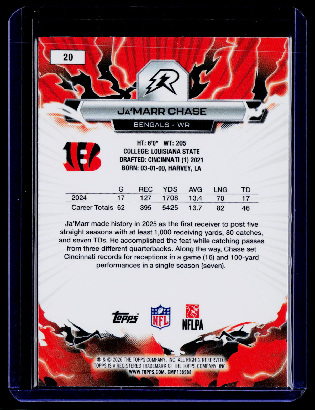 2025 Topps Resurgence #20 Ja’Marr Chase Bronze Surge Refractor #/375