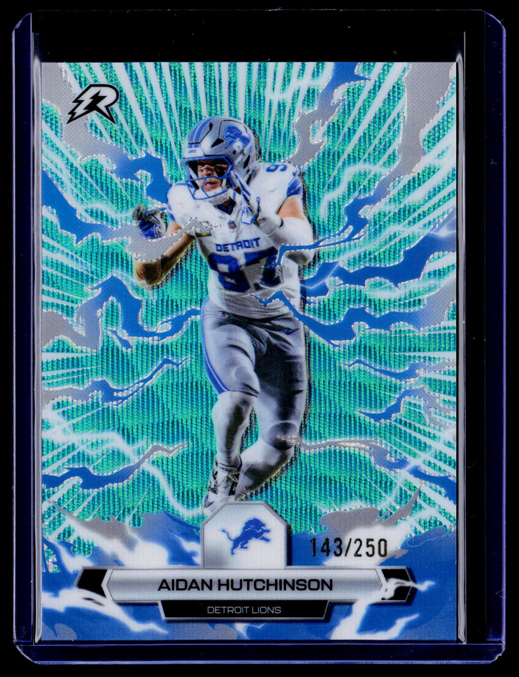 2025 Topps Resurgence #34 Aidan Hutchinson Aqua Surge Refractor #/250