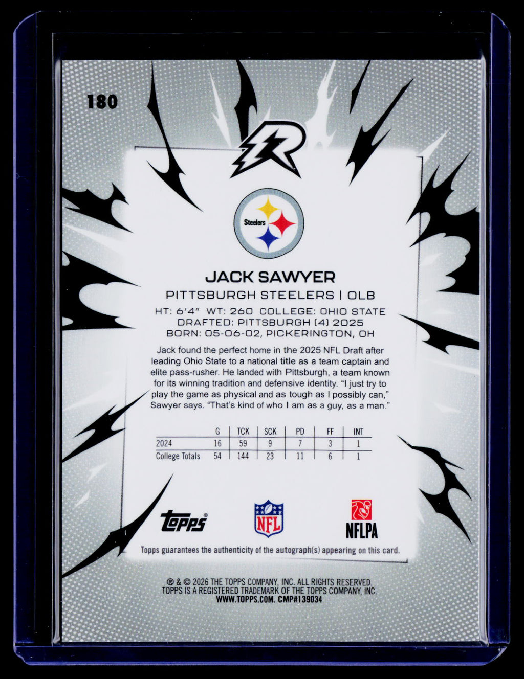 2025 Topps Resurgence #180 Jack Sawyer Signatures