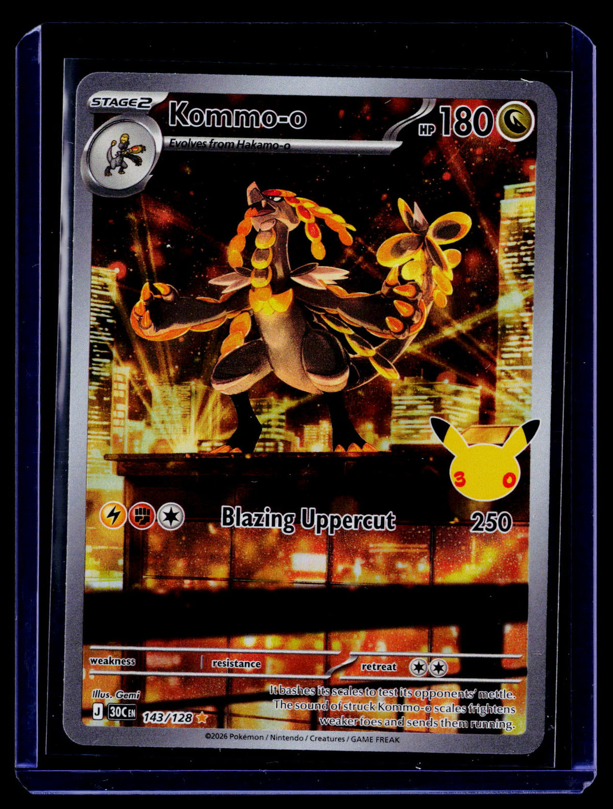 Kommo-o Pokemon 30th Anniversary 143/128 Illustration Rare