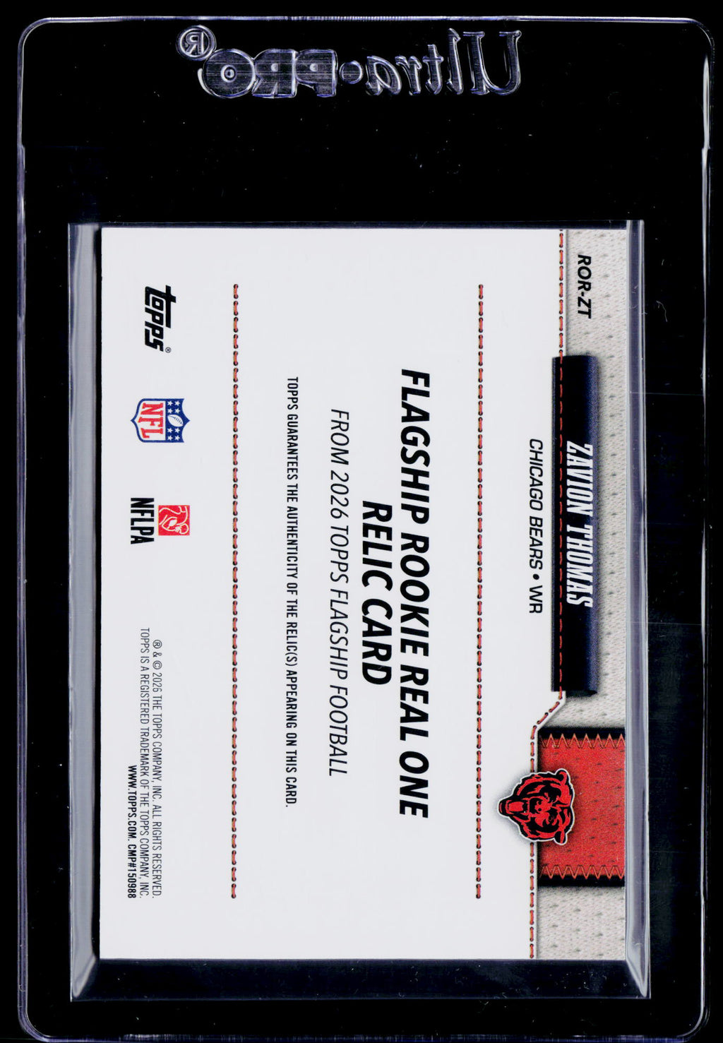 2026 Topps Flagship #ROR-ZT Zavion Thomas Real One Rookie Relics
